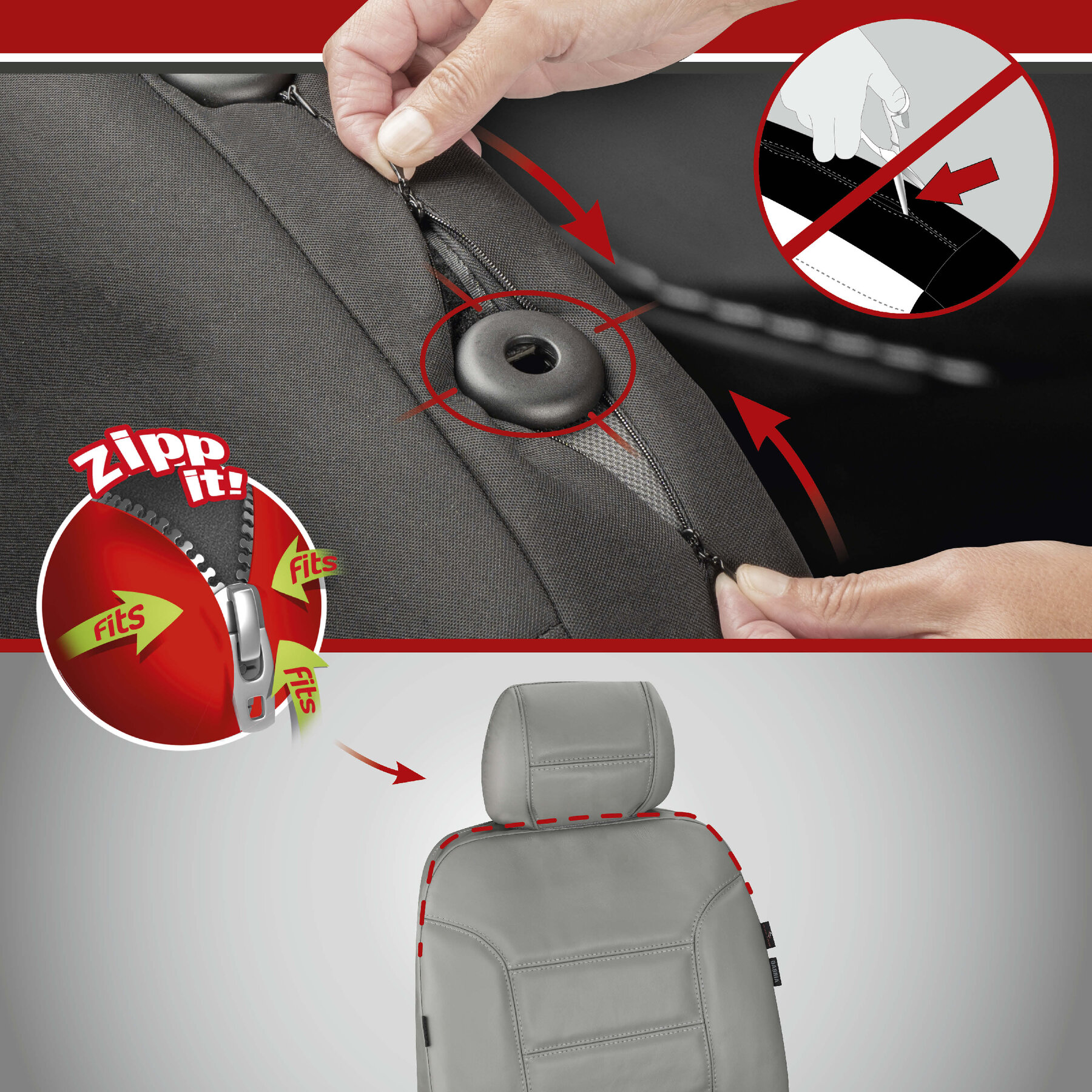 Car Seat Cover Leather Billy 1fs 1pcs 1hr Grey Cowhide Zipp It